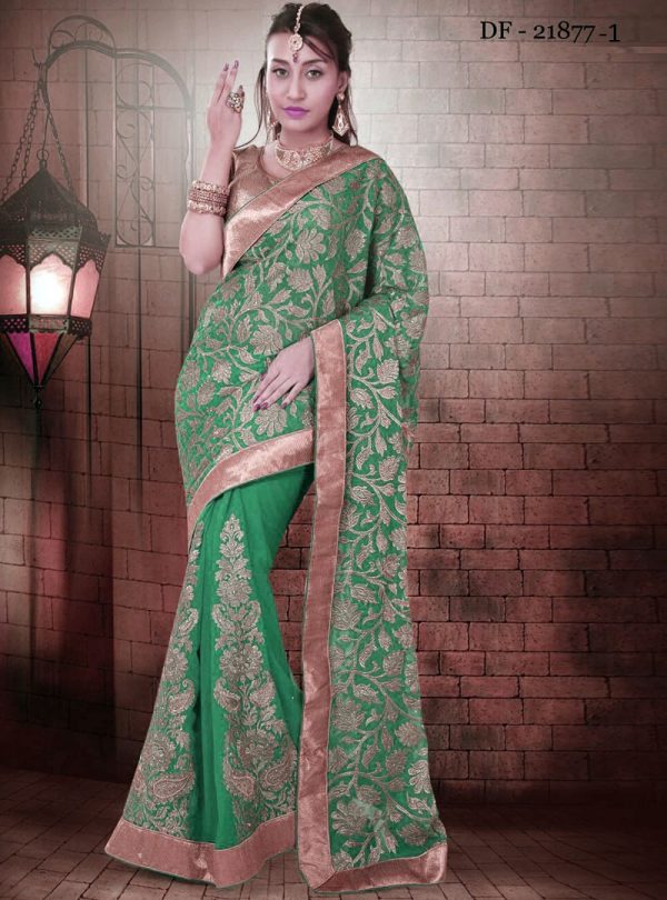 StyleIndia Mint Green Heavy Partwear Saree